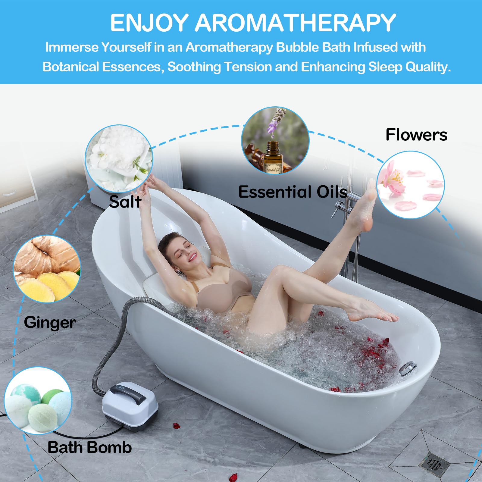 PRISMLOFT - New Upgraded Electric Bubble Spa Massager Bathtub Mat